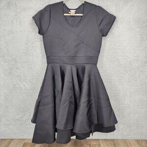 NAKIMULI Women's Size 1X Black Short Sleeve Scuba Circle Pullover Mini Dress